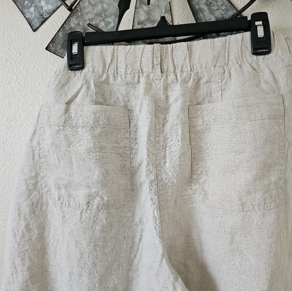 Chico’s 100% Linen Cropped Wide Leg Pants Beige Travel Resort Women’s Size 16. - Picture 7 of 12